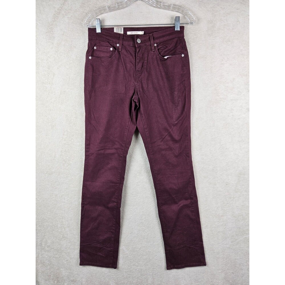 Levi's Women's 505 Straight Mid Rise Burgundy Pants Size 26x32